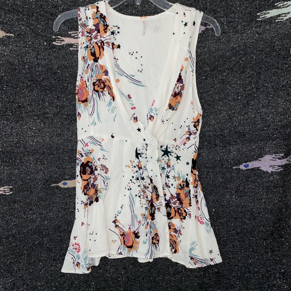 Free People Back To The Basics Ivory Tunic Floral Boho Festival Small